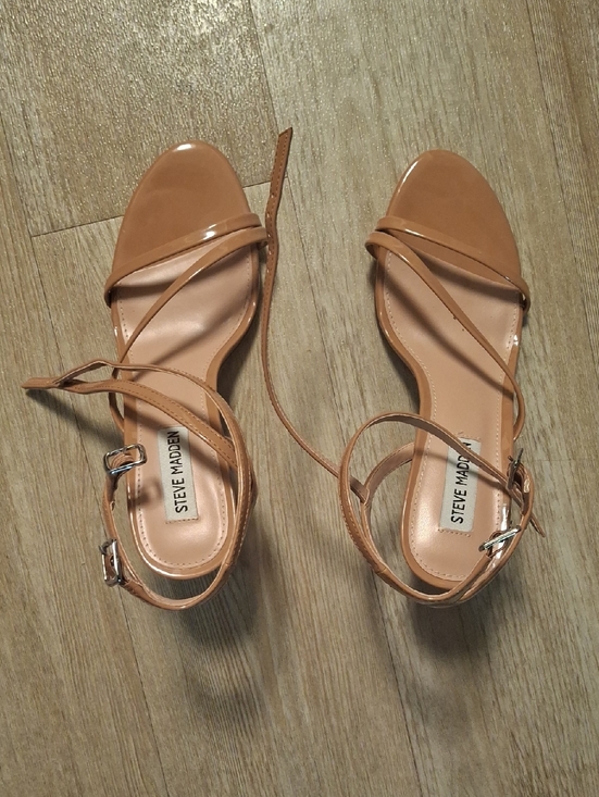 Steve Madden Shoes - Steve Madden Patent Tan Strappy Lace-Up Sandals